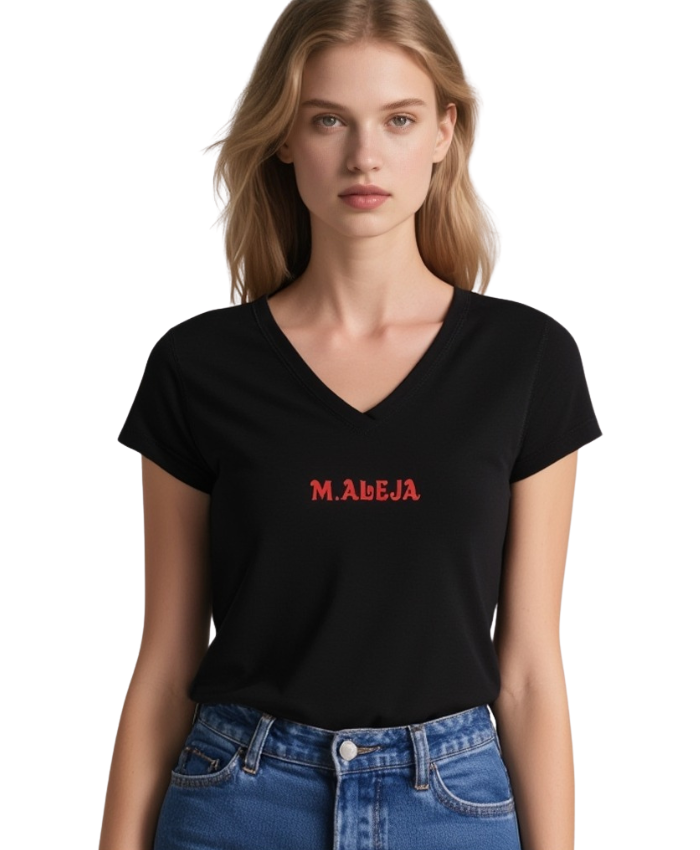 camiseta de manga corta con cuello en V de Modas Aleja