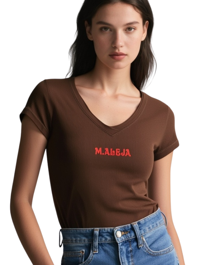 camiseta de manga corta con cuello en V de Modas Aleja