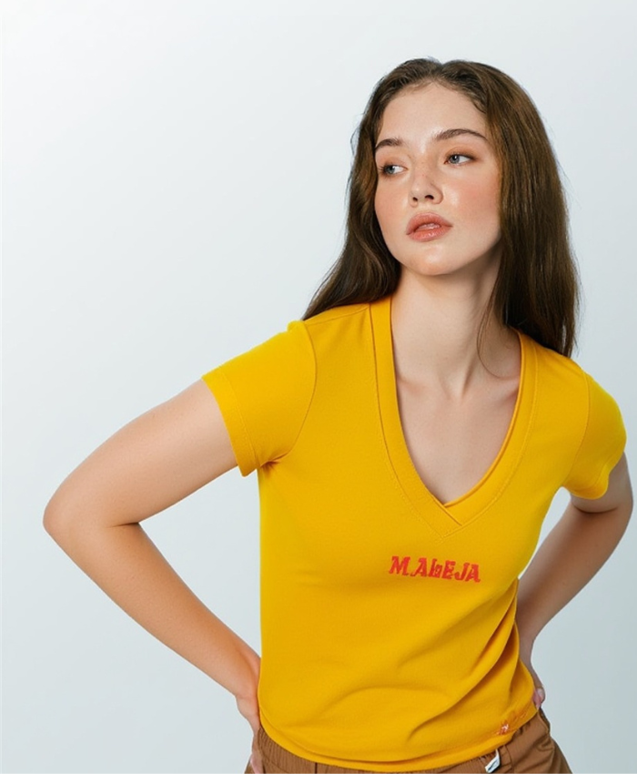 T-Shirt Damen iberian fashion Kurzarm V-Ausschnitt modas Aleja!