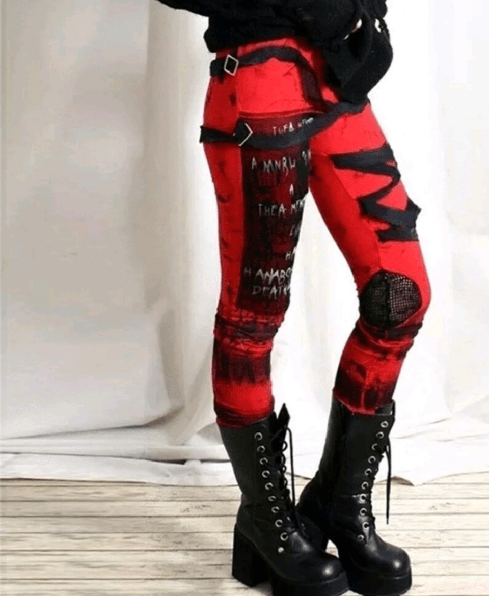 **Damen Gothic Punk Hose Stretch Leggings – Modas Aleja**