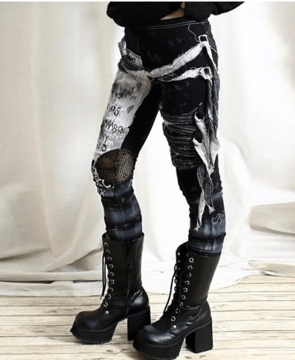 **Damen Gothic Punk Hose Stretch Leggings – Modas Aleja**