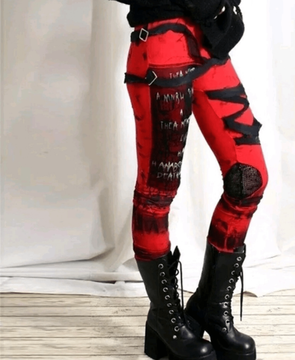 **Damen Gothic Punk Hose Stretch Leggings – Modas Aleja**