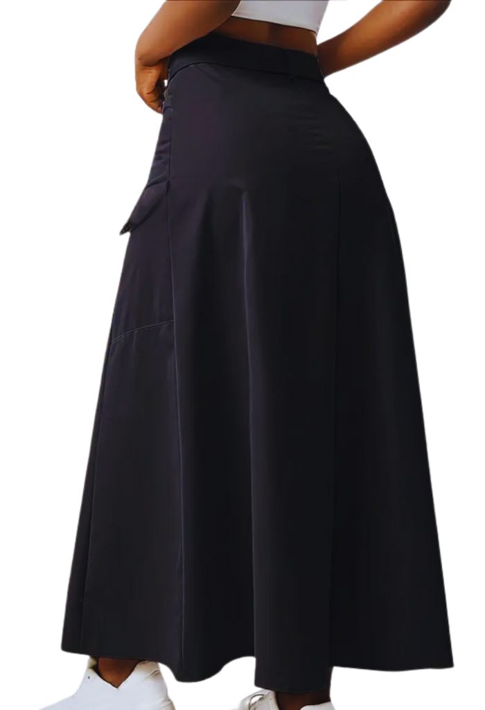 Stilvolle  langer-Rock für Damen mit  seitlichem Schlitz -  Reißverschluss-Design m-aleja