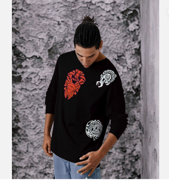 exklusive schwarze Langarm-T-Shirt für Männer aus der Kollektion "Ancestors" modas aleja