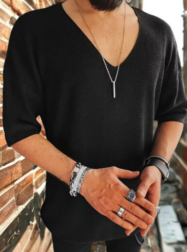 Camiseta de Manga Corta con Cuello en V para Hombre – Modas Aleja