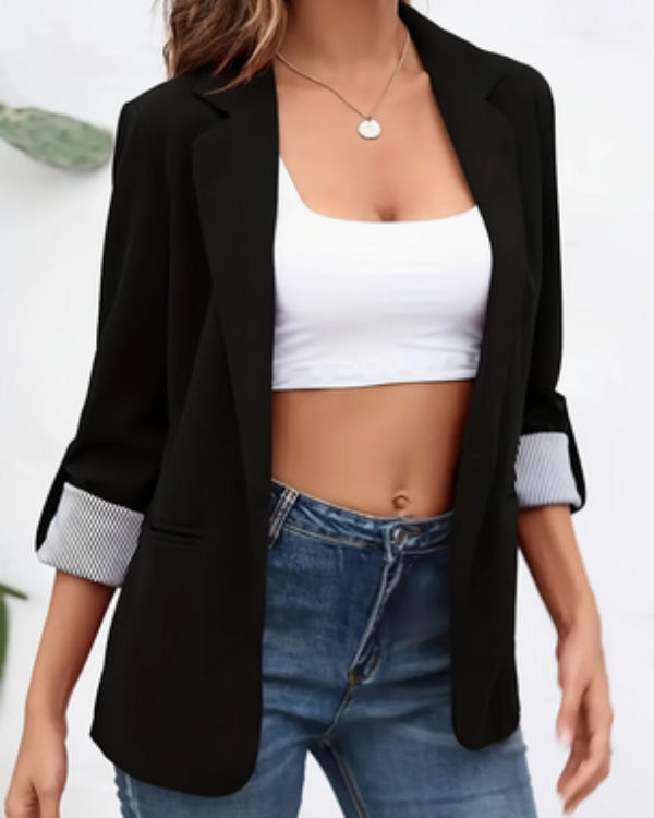 Chaqueta de Mujer Elegante con Solapa y Patchwork de Moda – Modas Aleja
