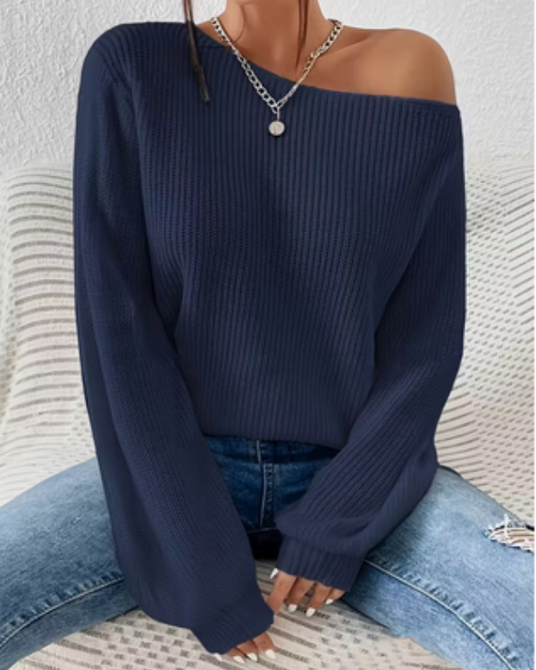 Damen-Pullover mit Rundhalsausschnitt, einfarbig – Modas Aleja