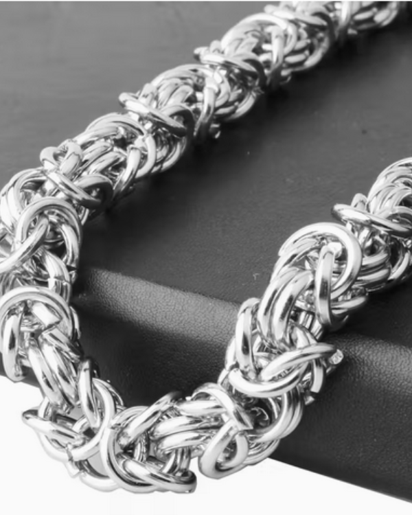 Herren Silberne Edelstahl Byzantinische Kettenhalskette – Modas Aleja