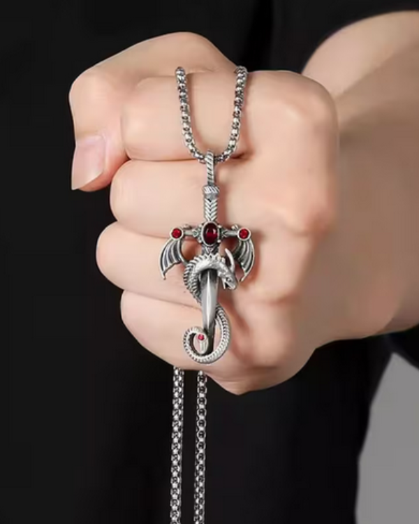Dragon-Schwert-Pendellager mit Künstlichen Edelsteinen – Modas Aleja