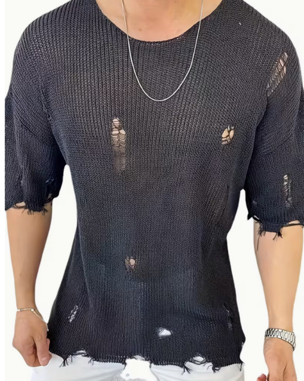 Suéter de Punto para Hombre con Mangas Cortas y Cuello Redondo – Modas Aleja5