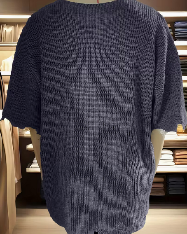 Suéter de Punto para Hombre con Mangas Cortas y Cuello Redondo – Modas Aleja5