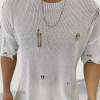 Suéter de Punto para Hombre con Mangas Cortas y Cuello Redondo – Modas Aleja5